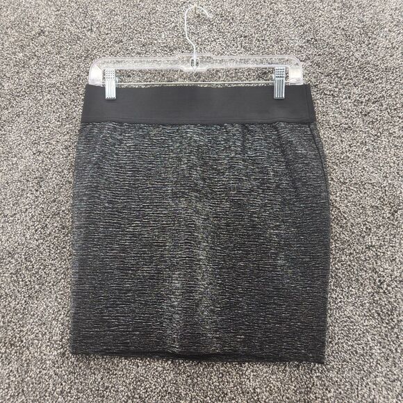 Stoosh Small Black Stretch Sparkle Midi Skirt - Picture 1 of 5